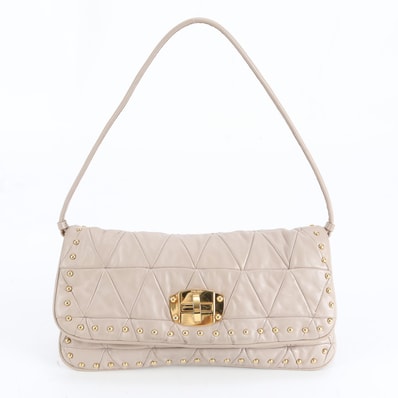 ■美品 ミュウミュウ スタッズ ターンロックショルダーバッグ レザー