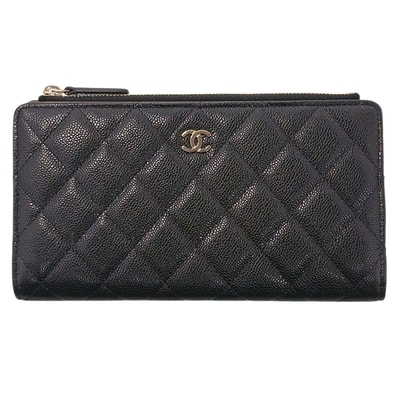 CHANEL シャネル マトラッセ ロングウォレット 長財布 AP3877 キャビアスキン ブラック ゴールド金具 レディース【中古】