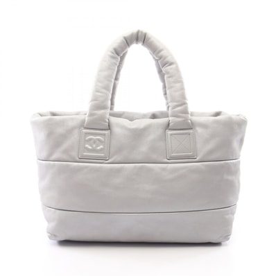 シャネル CHANEL コココクーンGM リバーシブル トートバッグ バッグ レザー レディース シルバー系 / ネイビー系 【中古】