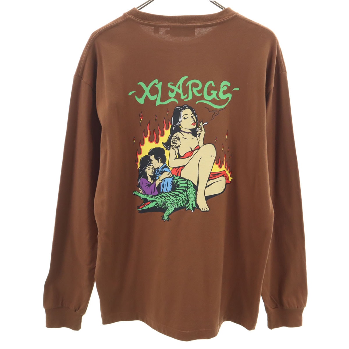 XLARGE エクストララージ バックプリント 長袖 Tシャツ L ブラウン ロンT