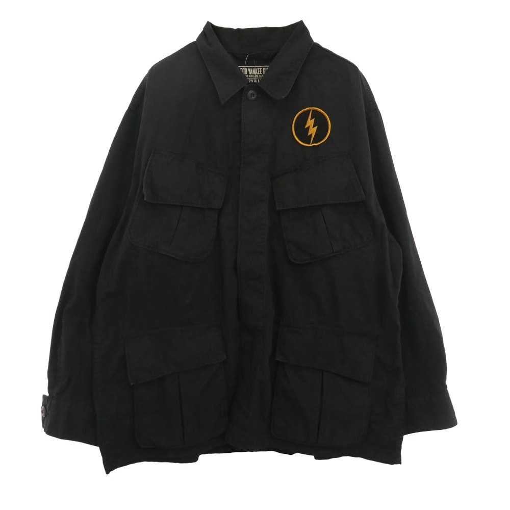 HYSTERIC GLAMOUR ヒステリックグラマー ジャケット 25AW 02253AH06 HG1963 ワッペン ファティーグシャツ 長袖 ミリタリー シャツ ネイビー系 L【中古】