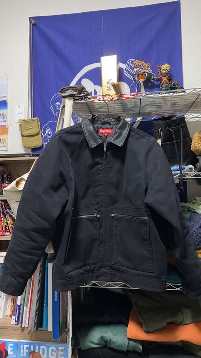 Supreme Leather Collar Work Jacket "Black"