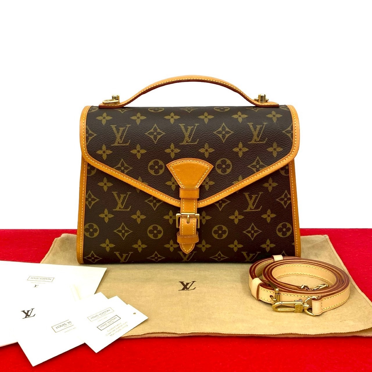 LOUIS VUITTON ルイヴィトン ベルエア モノグラム レザー PVC ショルダーバッグ ブラウン
 18018