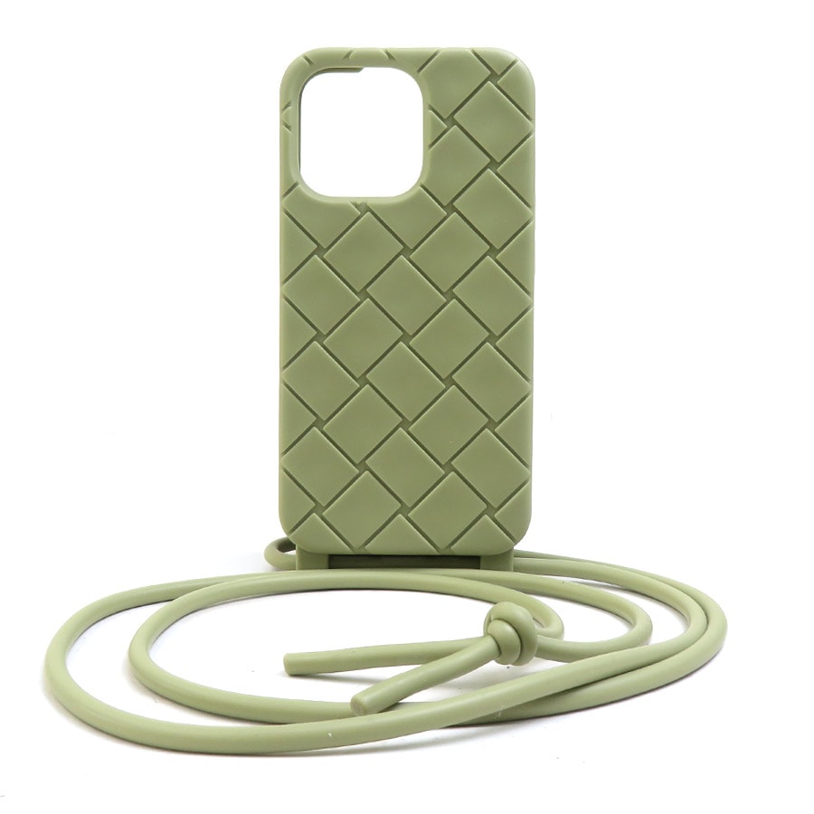 ボッテガヴェネタ BOTTEGAVENETA スマートフォンケース iPhone16 Pro イントレチャート シリコン グリーン系 ユニセックス【中古】 r11105a