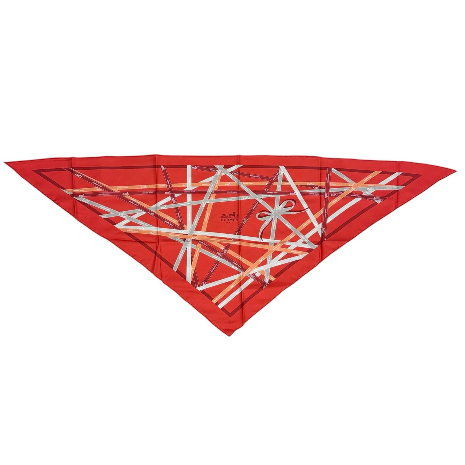 エルメス リボン柄 三角スカーフ レディース