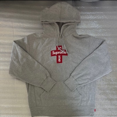 Supreme Cross Box Logo Hooded Sweatshirt "Grey"