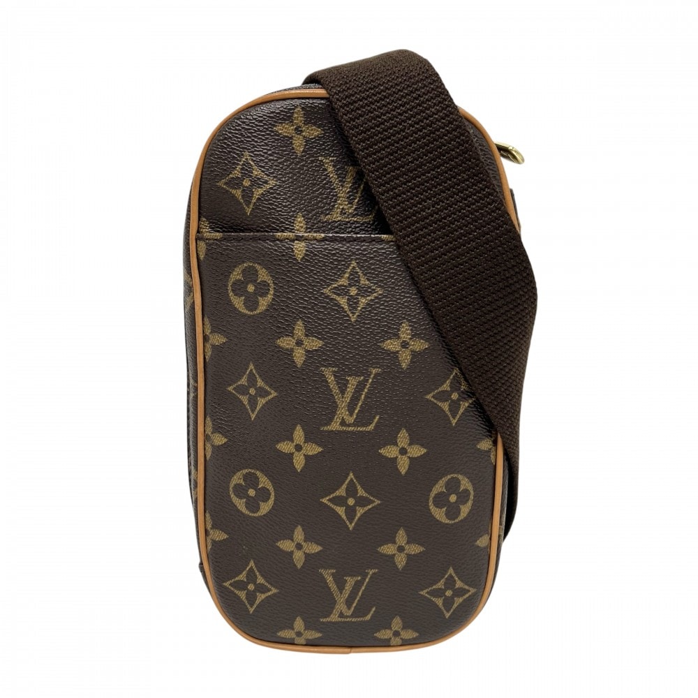 LOUIS VUITTON ルイヴィトン ボディバッグ ポシェットガンジュ ウエストバッグ 斜め掛け M51870 モノグラムキャンバス    ブラウン 茶 ゴールド金具 レディース【中古品】
