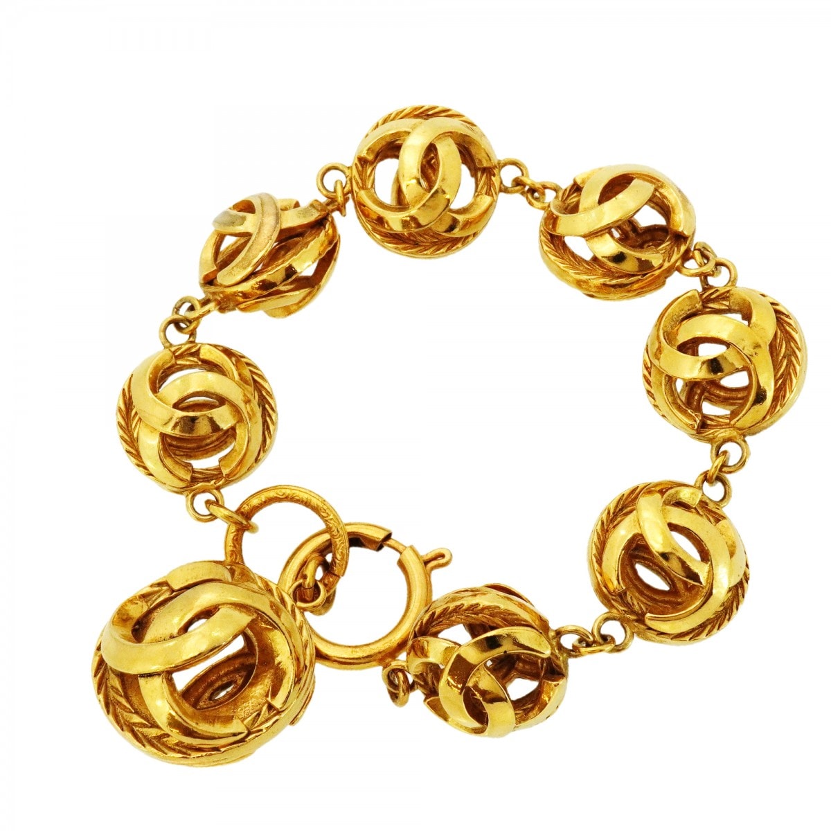 【6jcb0970】シャネル ブレスレット ヴィンテージ ココマーク GPメッキ ゴールド【中古】レディース