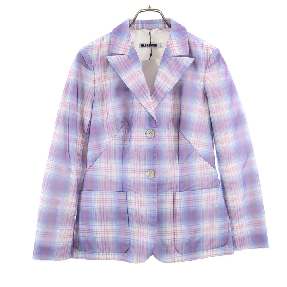 未使用 JIL SANDER ジルサンダー イタリア製 チェック柄 テーラードジャケット 36 パープル系