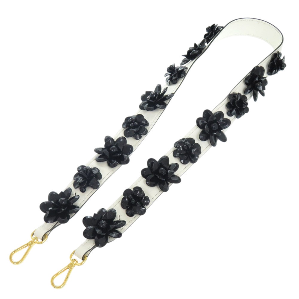 プラダ  ショルダーベルト ホワイト × ブラックフラワー   レ