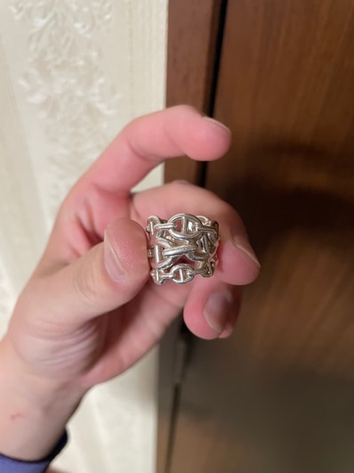 Hermes Chaine D'ancre Enchainee Ring Large Model "Silver"