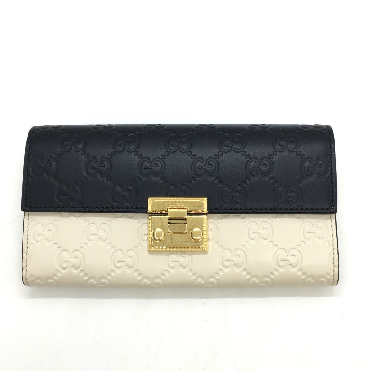GUCCI グッチ GGスプリーム チェーンウォレット  453506 ブラック×ホワイト