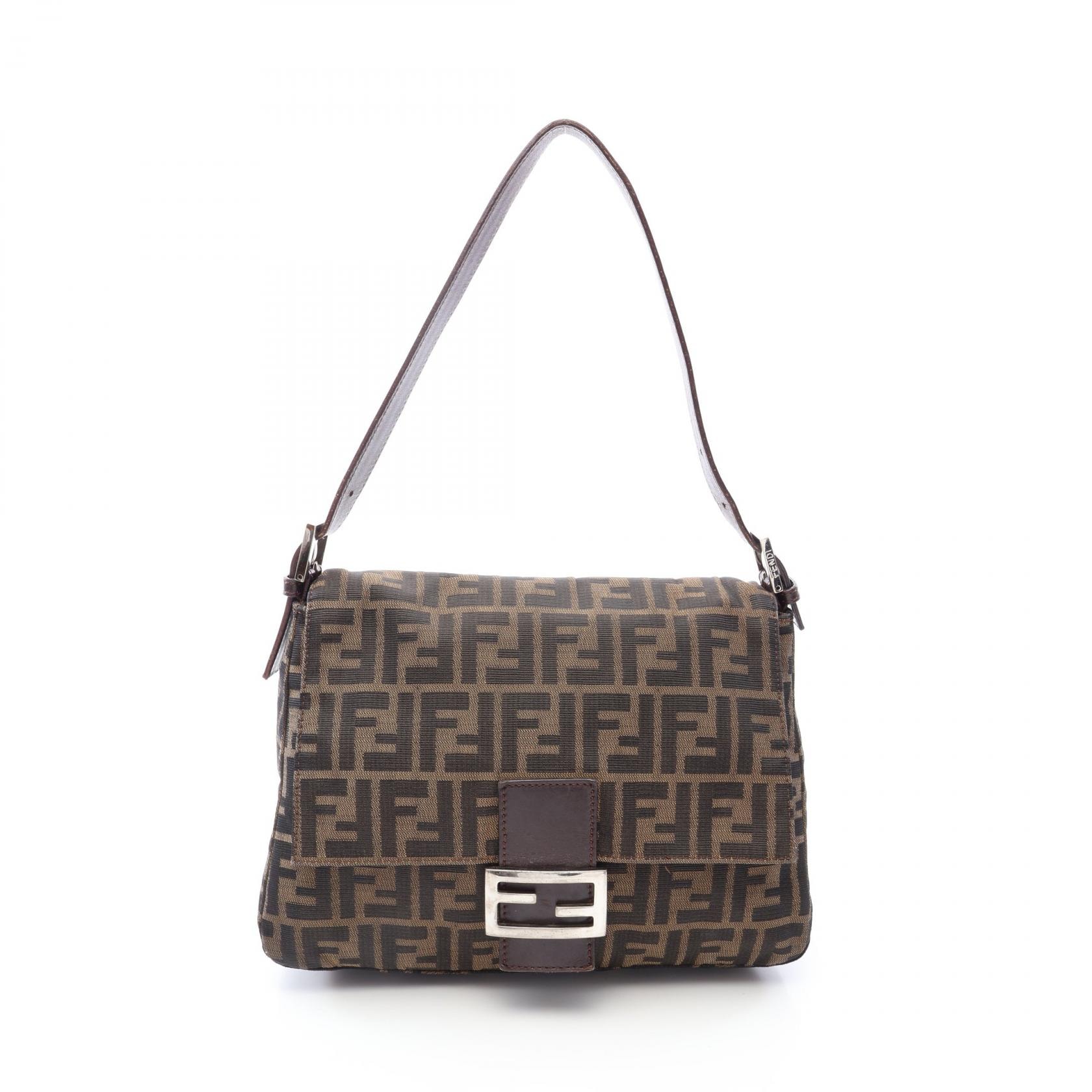 フェンディ FENDI マンマバケット ズッカ ショルダーバッグ バッグ キャンバス レザー レディース ブラウン系 / ブラック系 26325 【中古】
