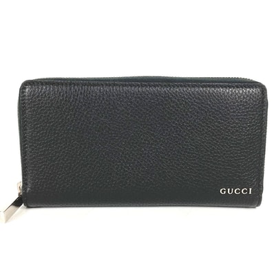 グッチ GUCCI ロゴ ジップアラウンドウォレット 771154 ロングウォレット ラウンドファスナー 長財布 レザー ブラック 新品同様