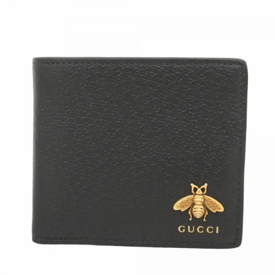 ★最終価格【6de6108】グッチ 財布 ビー 522915 レザー ブラック ゴールド金具【中古】メンズ