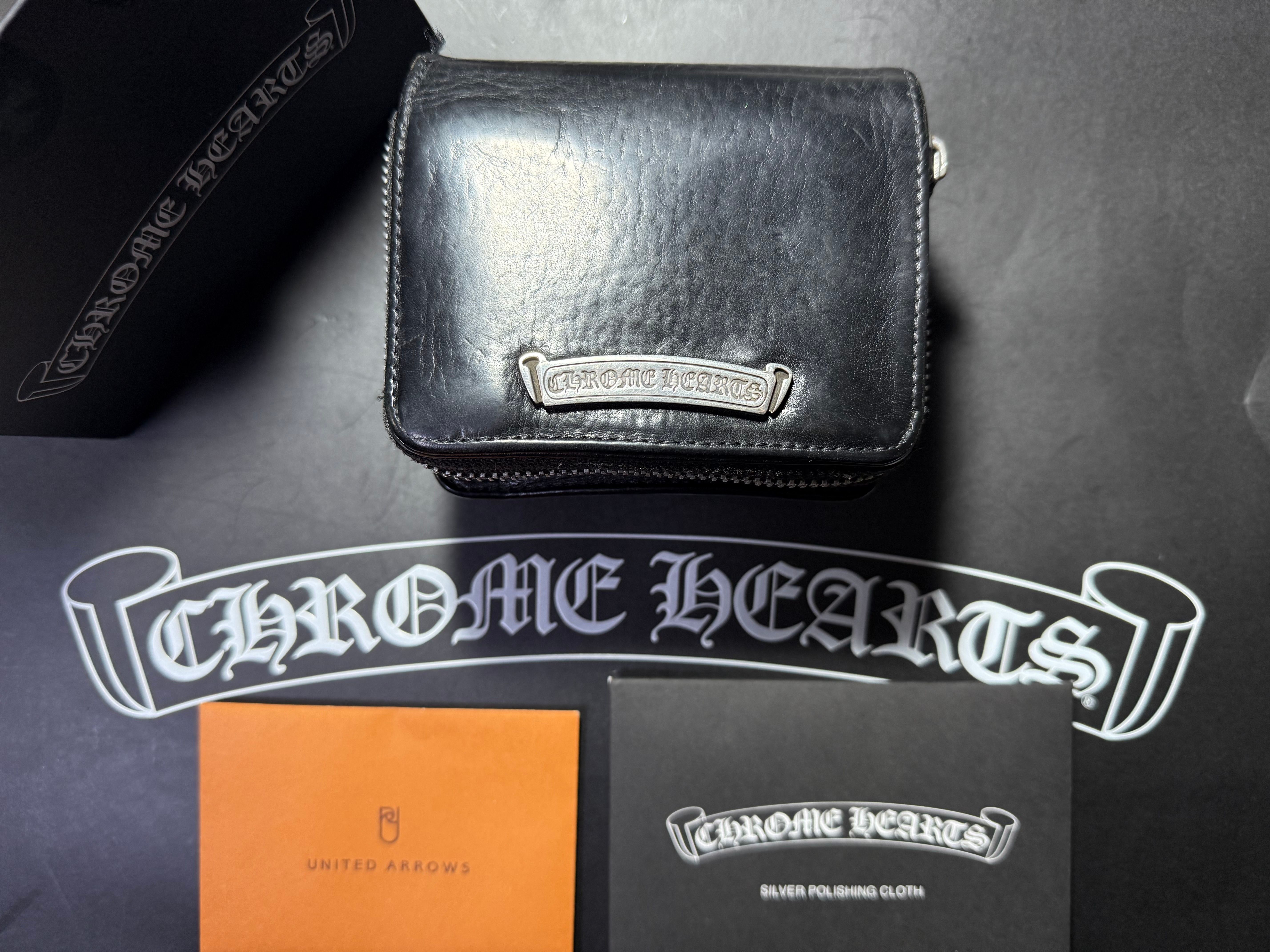 インボイス原本付属!美品 CHROME HEARTS クロムハーツ スクエアジップ ウォレット 財布