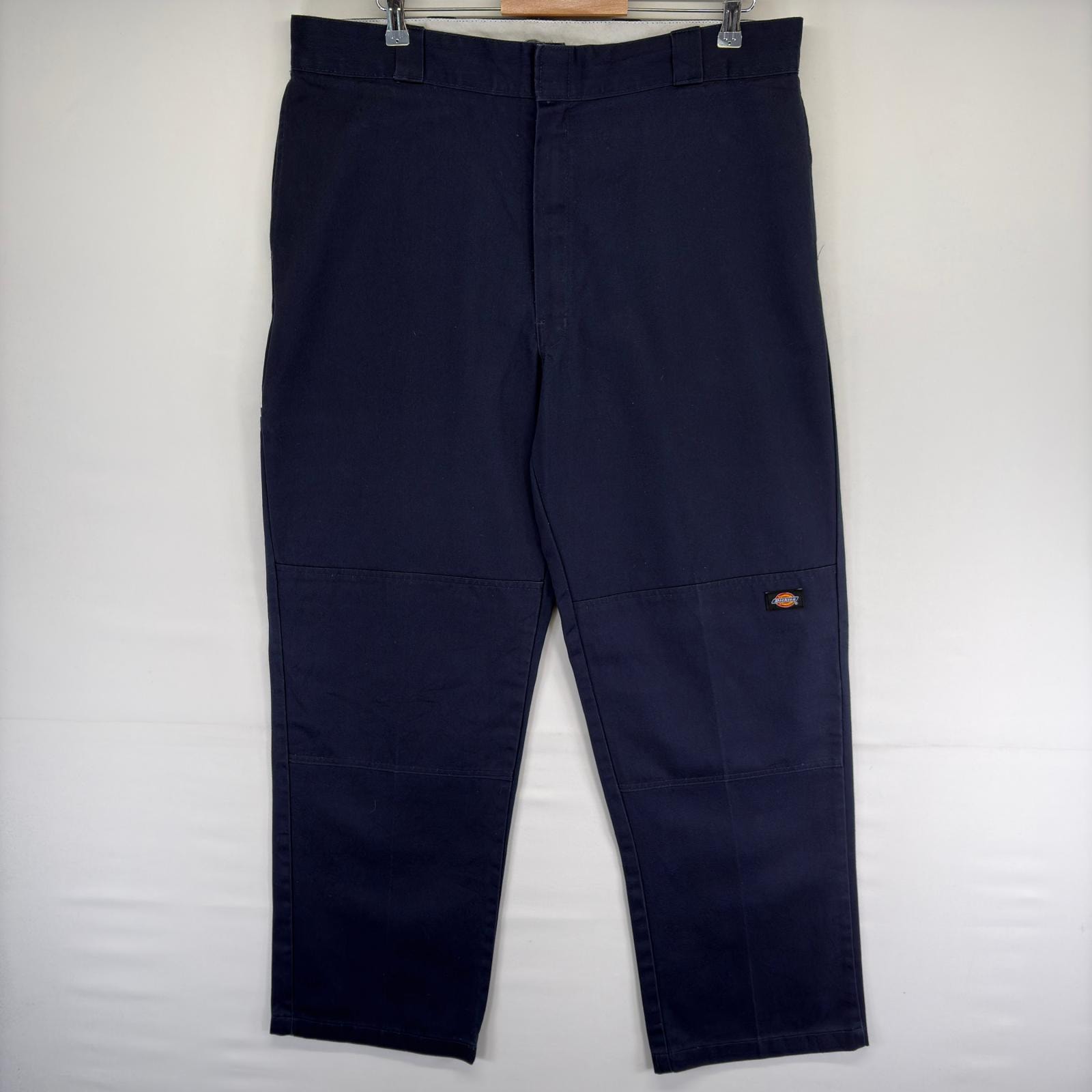 古着 ディッキーズ Dickies パンツ ダブルニー ワンポイントロゴ ツールポケット ジッパーフライ W38 L34 ネイビー系 メンズ