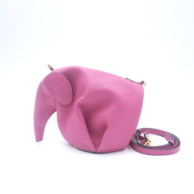 LOEWE(ロエベ)アニマル ミニ ショルダーバッグ ピンク レザー ゴールド金具 斜め掛け レディース【中古】