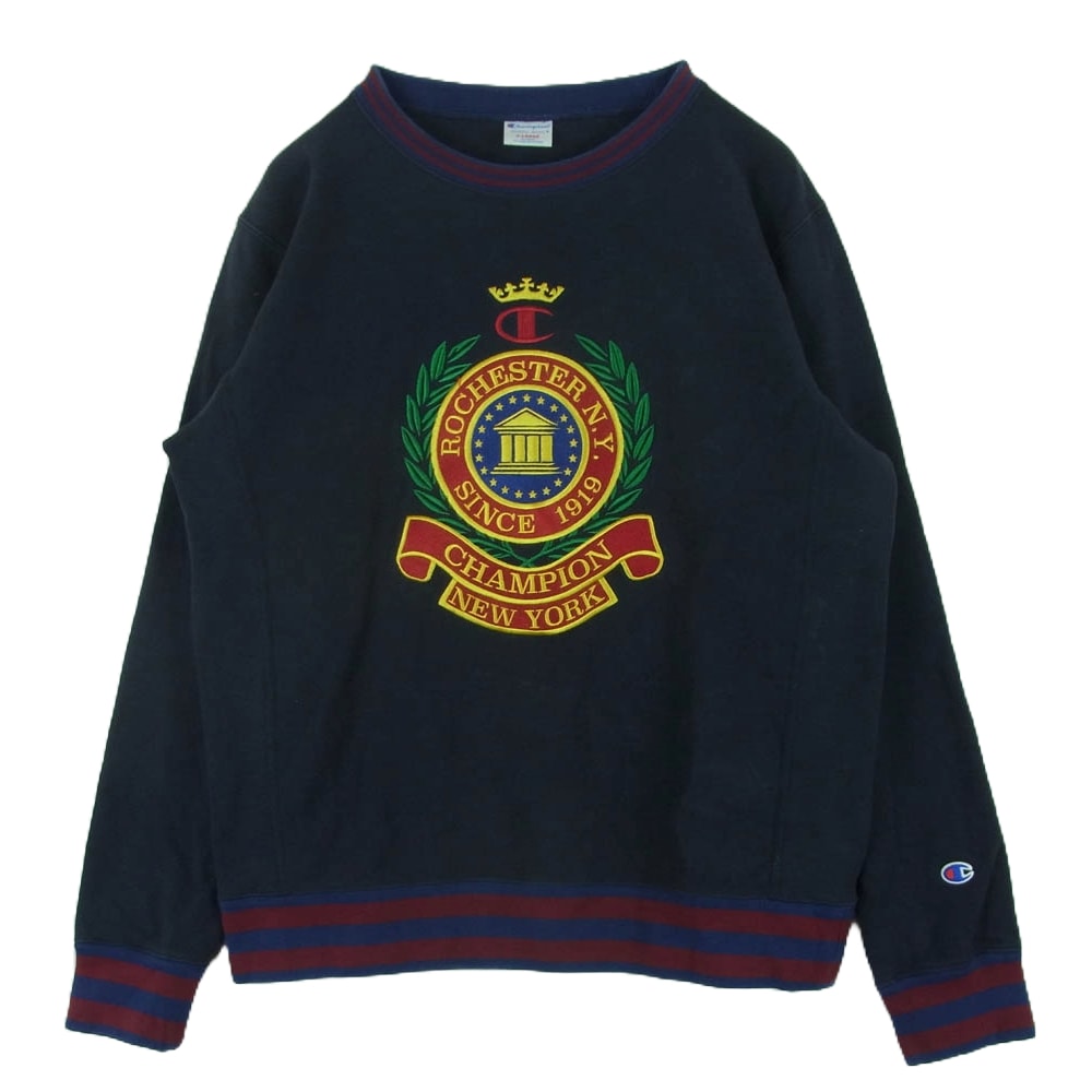 Champion チャンピオン スウェット C8-U005 カレッジ刺繍 リバースウィーブ スウェット トレーナー 中国製 ダークネイビー系 XL【中古】