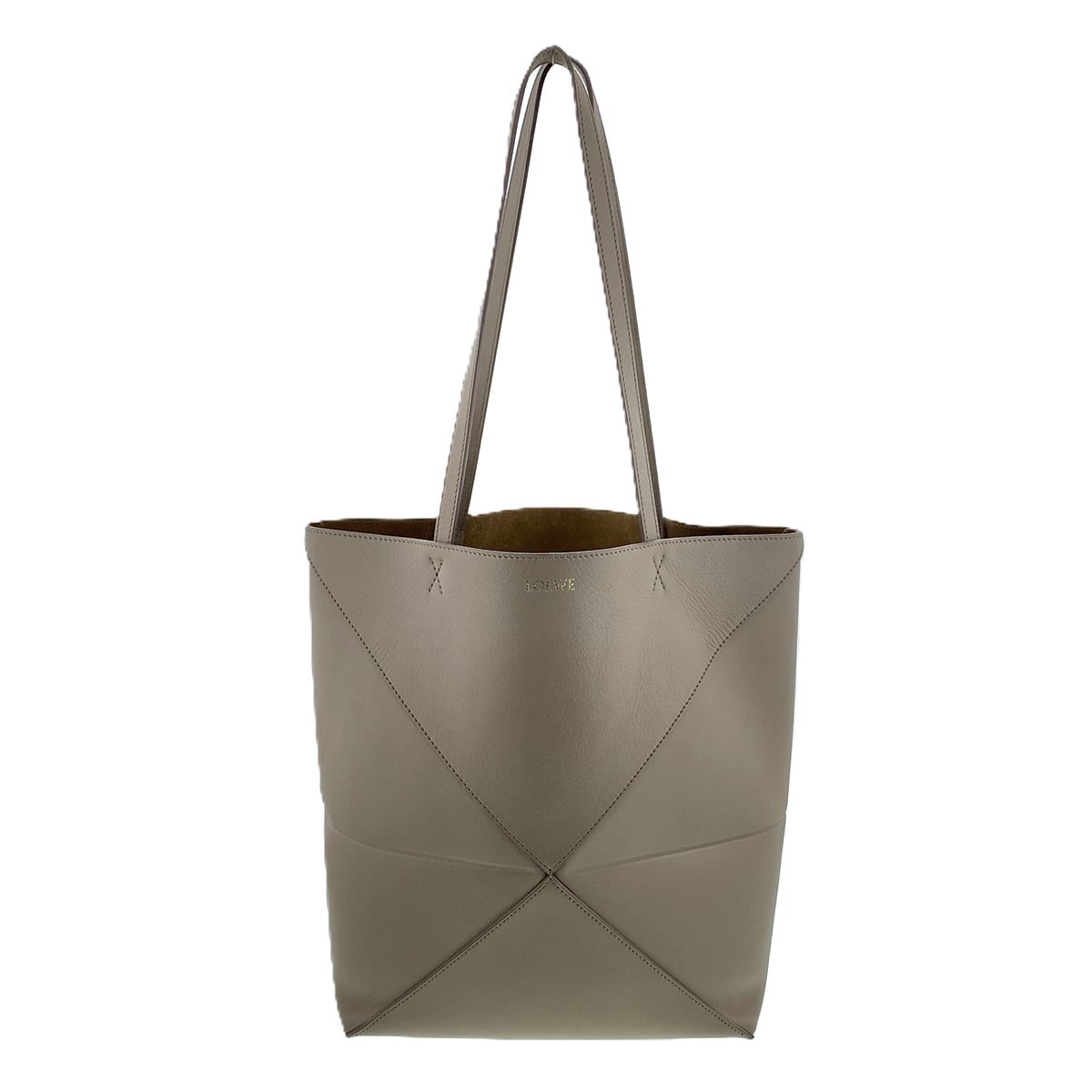 【値下げ】LOEWE ロエベ パズル フォルド トート トートバッグ A657G50X01 レザー グレージュ レディース【中古】