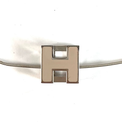 エルメス HERMES カージュドアッシュ Hキューブ アクセサリー Hロゴ チェーンネックレス ネックレス メタル ベージュ系