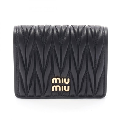 ミュウ ミュウ Miu Miu MATELASSE'MIU 二つ折り財布 財布 レザー レディース ブラック系 5MV204AFPPF0002 【新品】