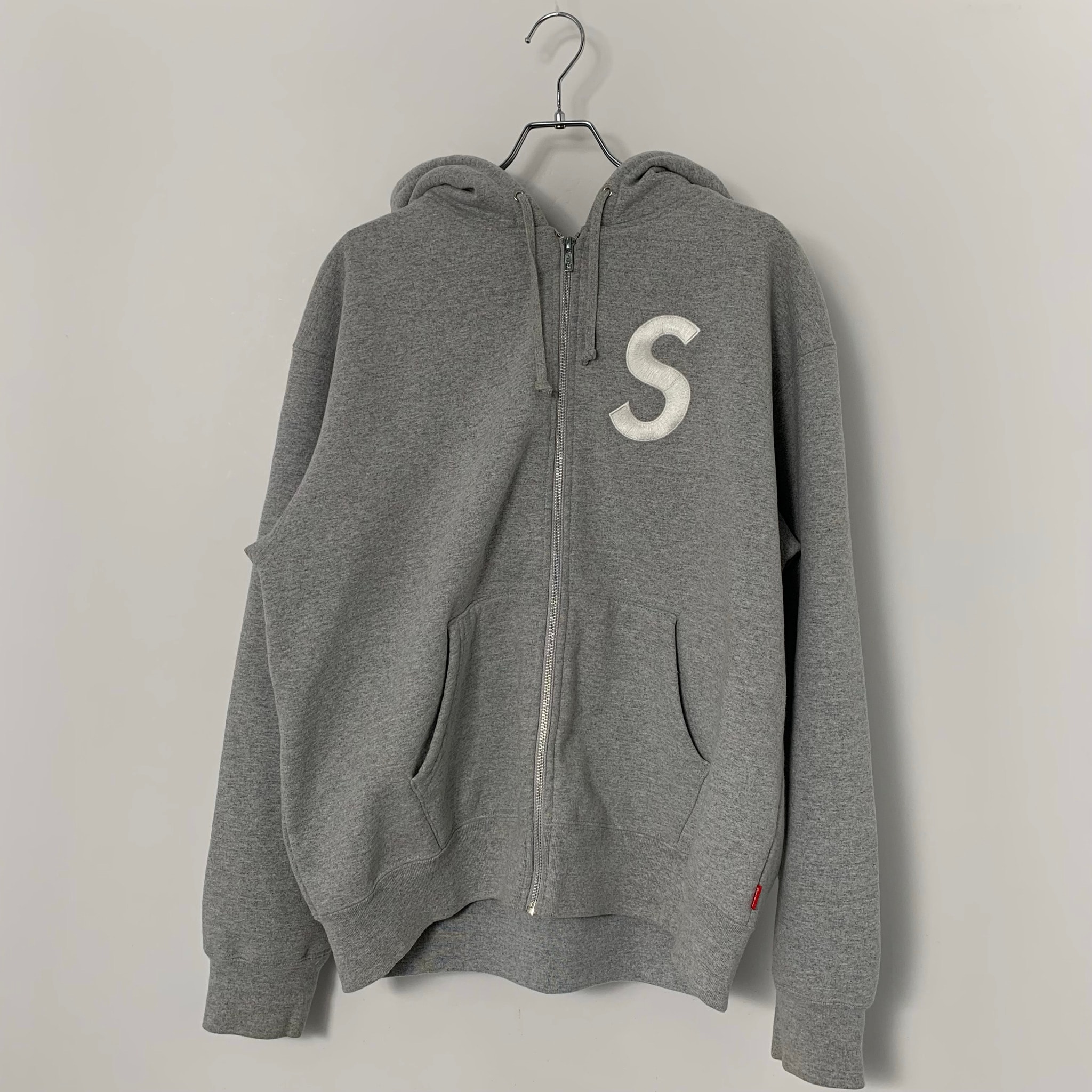Supreme S Logo Zip Up Hooded Sweatshirt "Heather Grey" (23FW)