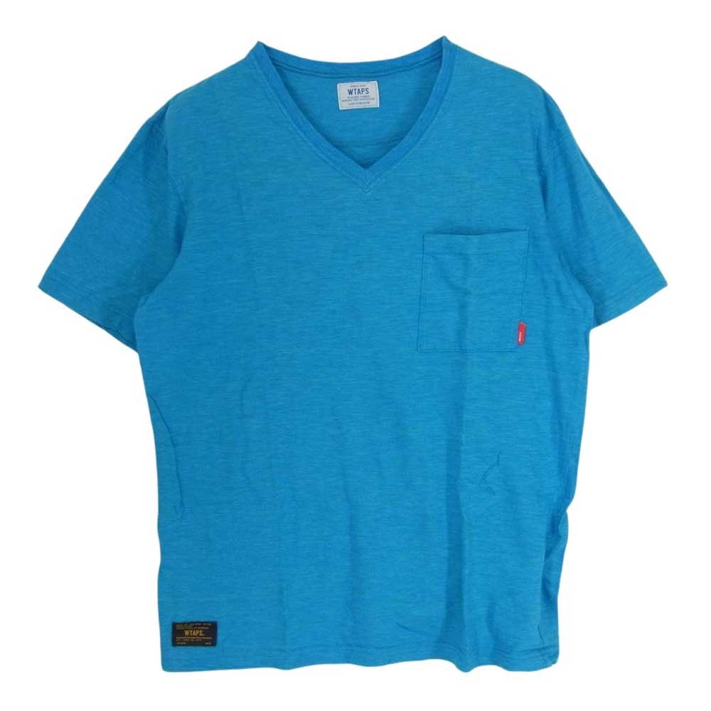 WTAPS ダブルタップス Tシャツ 141ATDT-CSM04  Vネック 半袖 Tシャツ カットソー ブルー ブルー系 M【中古】
