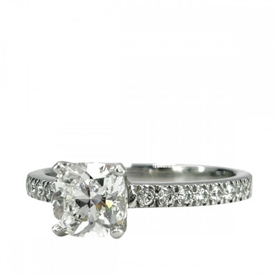 TIFFANY&Co. ティファニー 指輪 ノヴォ ブリリアント エンゲージメントリング クッションカット パヴェ ジュエリー アクセサリー Pt950プラチナ ダイヤモンド1.00ct 約11号 シルバー レディース【中古品】