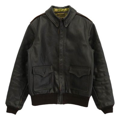 The REAL McCOY'S ザリアルマッコイズ ミリタリージャケット TYPE A-2 PARACHUTE CAMOUFLAGE LINING ホースハイド パラシュートライニング カモ柄 フライト ミリタリー ジャケット ダークブラウン系 40【中古】