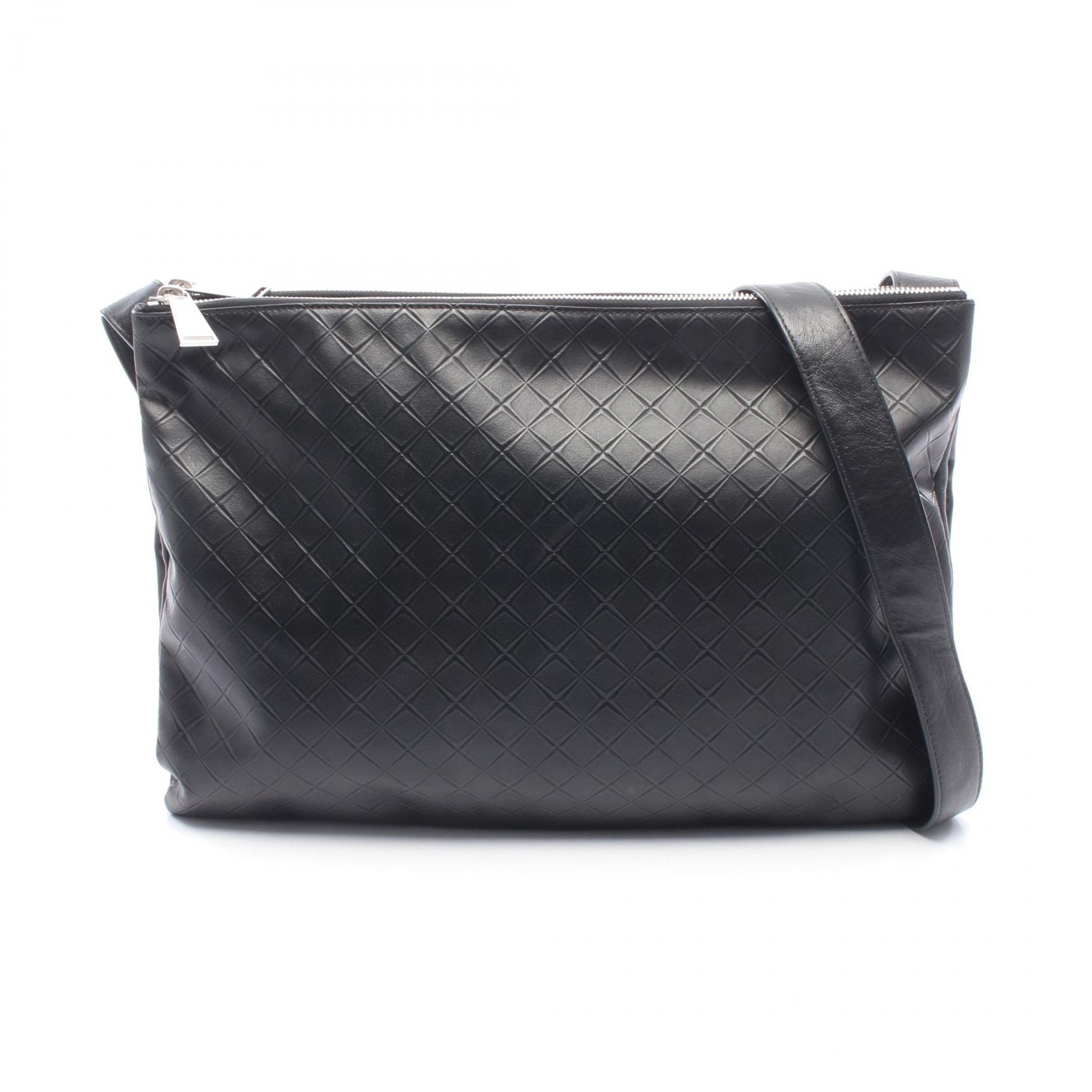 ボッテガヴェネタ BOTTEGA VENETA ラージ メッセンジャーバッグ ショルダーバッグ バッグ レザー メンズ ブラック系 【中古】