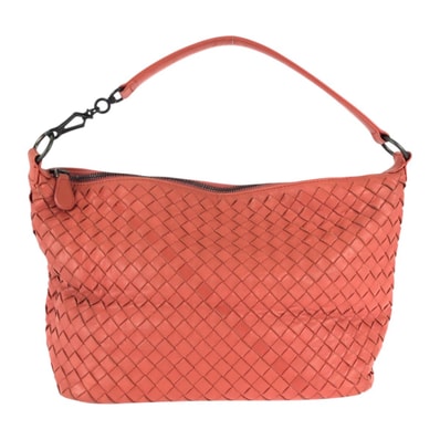 美品 BOTTEGAVENETA ボッテガヴェネタ イントレチャート ピンク サーモンピンク レザー ショルダーバッグ ハンドバッグ 601185 【中古】