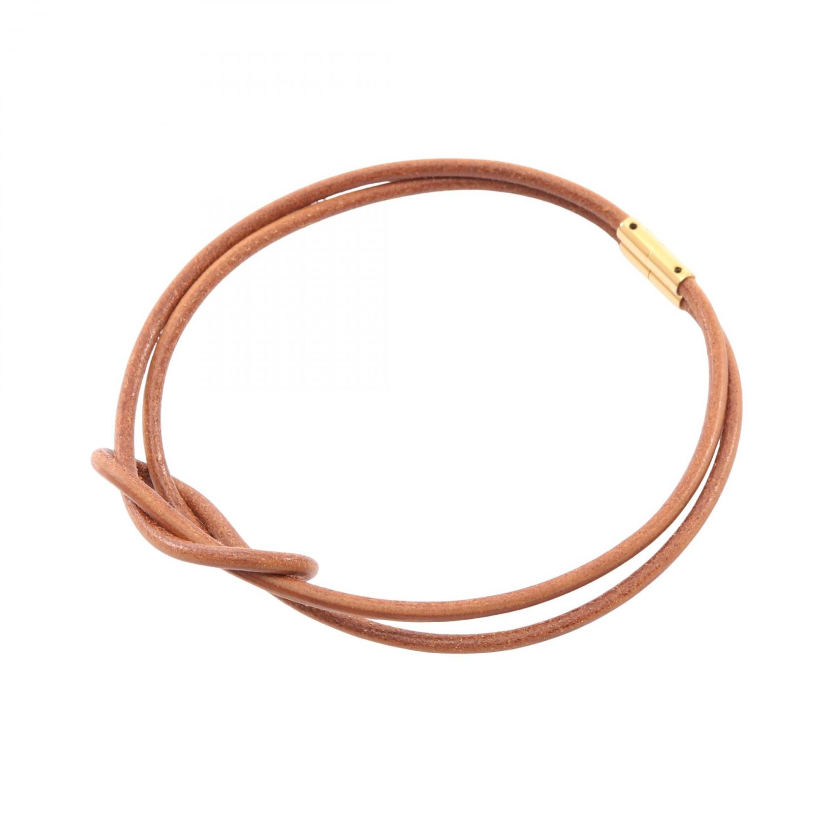 エルメス HERMES ヘラクリード チョーカー アクセサリー レザー GP(ゴールドメッキ) ゴールド レディース ブラウン系 / ゴールド系 【中古】