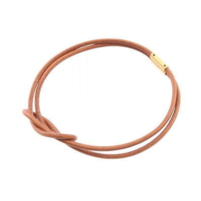 エルメス HERMES ヘラクリード チョーカー アクセサリー レザー GP(ゴールドメッキ) ゴールド レディース ブラウン系 / ゴールド系 【中古】