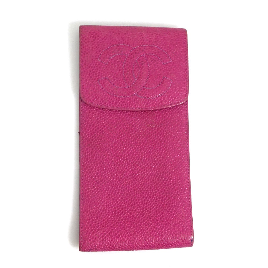 シャネル CHANEL メガネケース キャビアスキンレザー マゼンタ レディース【中古】 e62105r