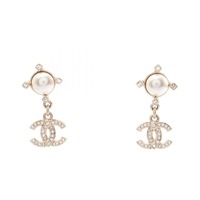 シャネル CHANEL ココマーク スウィング ピアス ジュエリー GP(ゴールドメッキ) ラインストーン / フェイクパール レディース ゴールド系 【中古】