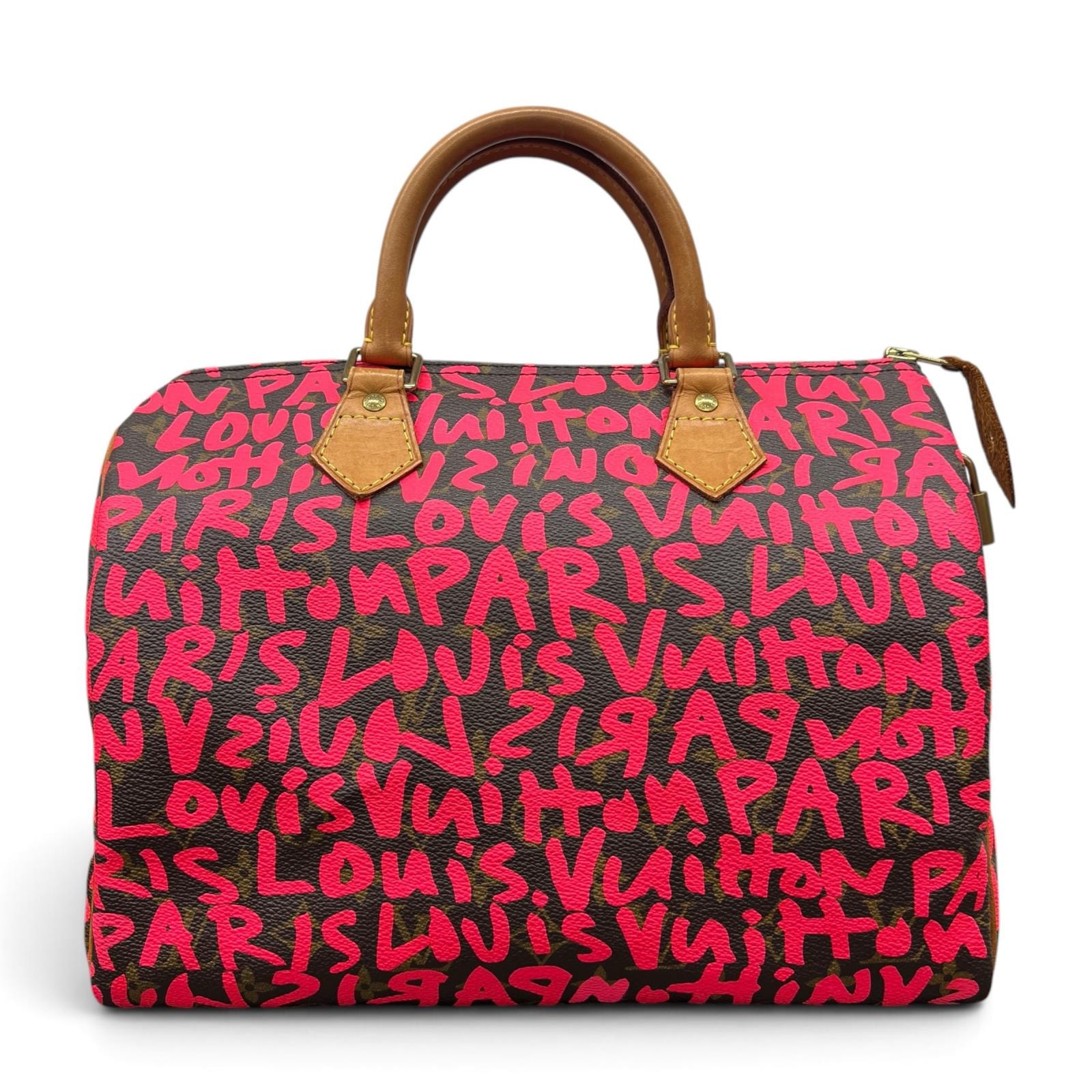 LOUIS VUITTON 希少 美品 ルイヴィトン スピーディ30 モノグラムグラフィティ ミニボストン ハンドバッグ M93704 PVC レザー AA0049 ブラウン ピンク Y2K ヴィトン LV ABランク 中古 鑑定済