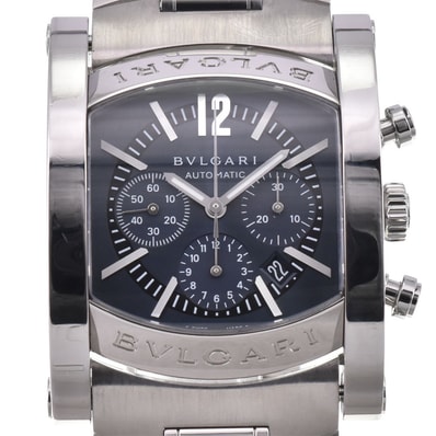 値下 ブルガリ BVLGARI AA44C14SSDCH アショーマ クロノグラフ デイト 自動巻き メンズ 美品 保証書付き B#146453