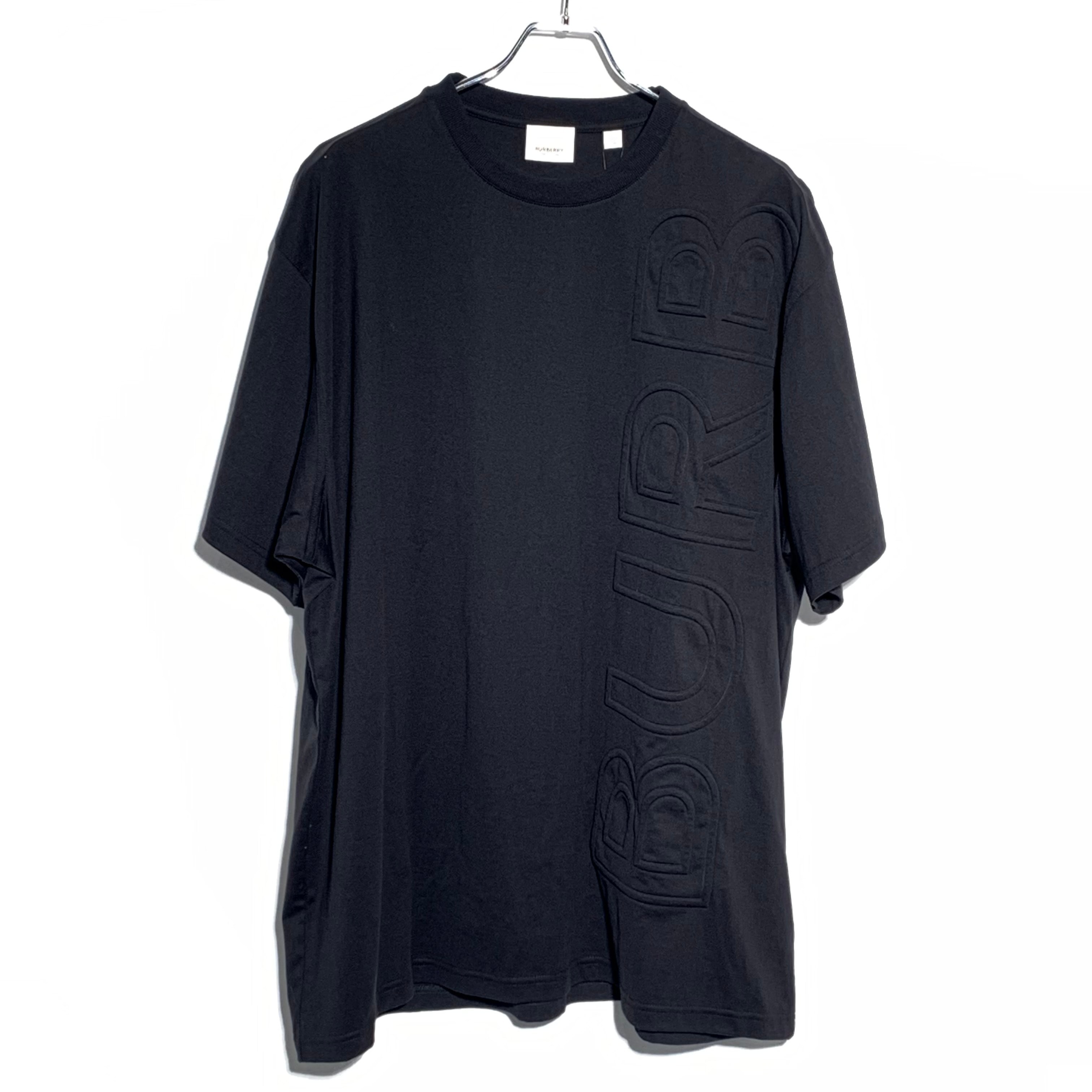 Burberry エンボスロゴ コットン オーバーサイズ Tシャツ ブラック