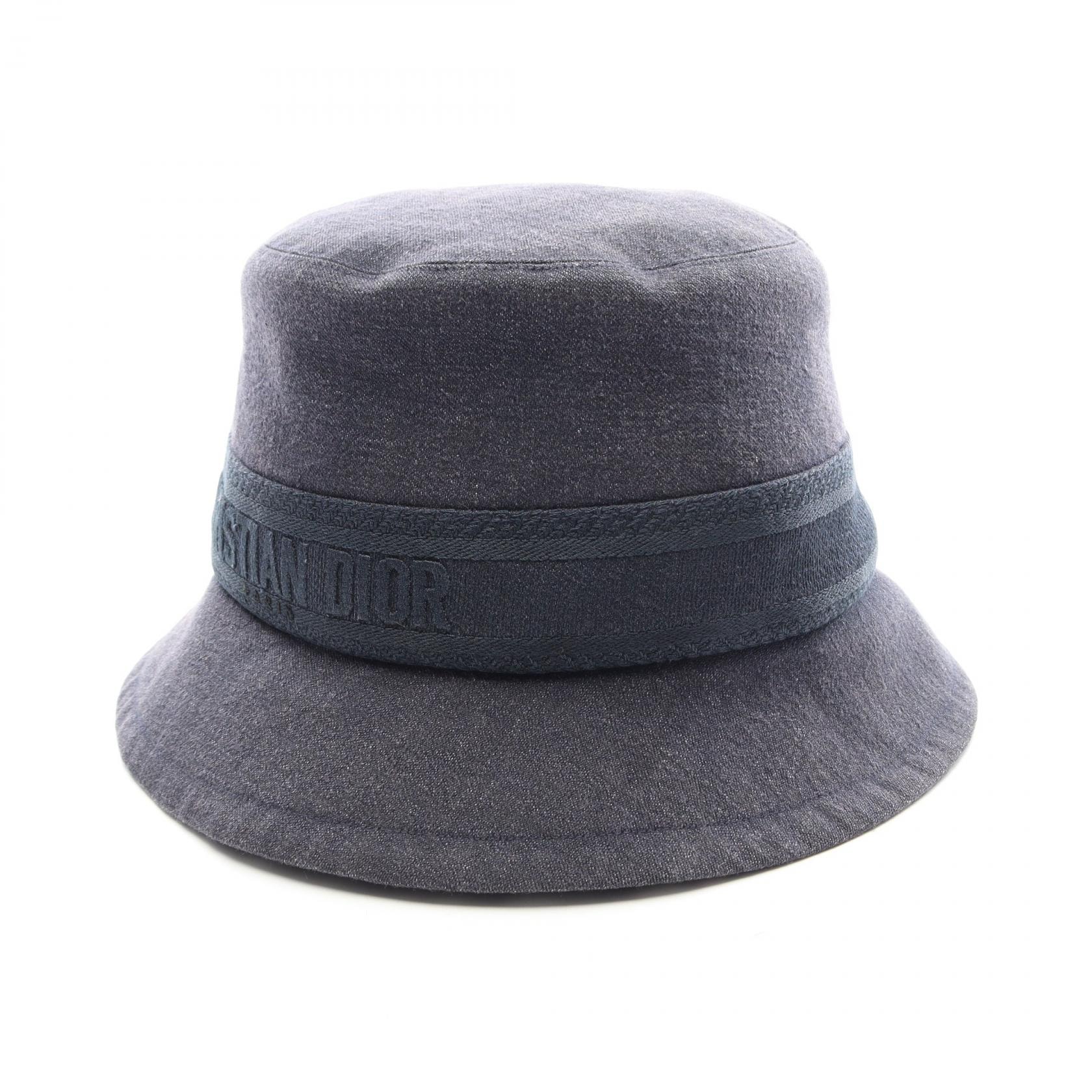 ディオール Dior デニム ボブハット バケット ハット 帽子 コットン レディース ネイビー系 / アイボリー系 12DDN923A133 【中古】