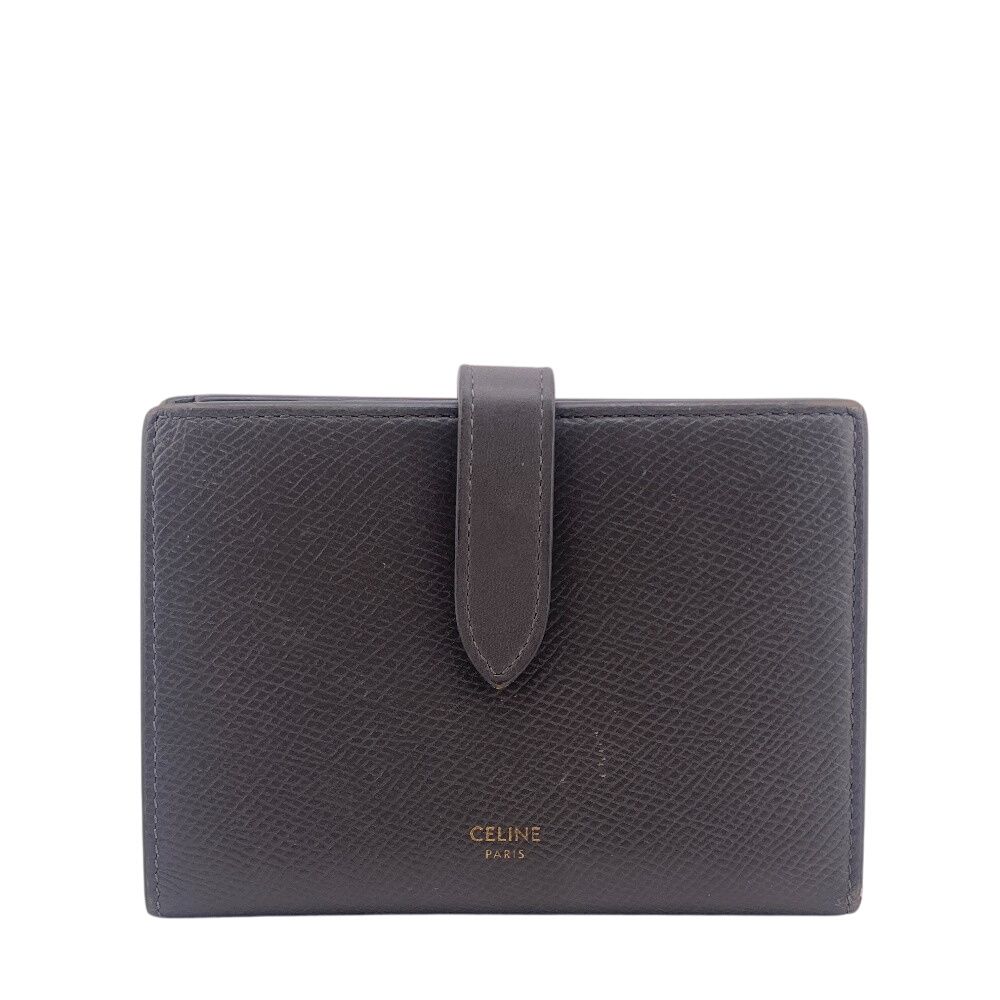 セリーヌ CELINE 二つ折り財布 ミディアムストラップウォレット グレー
