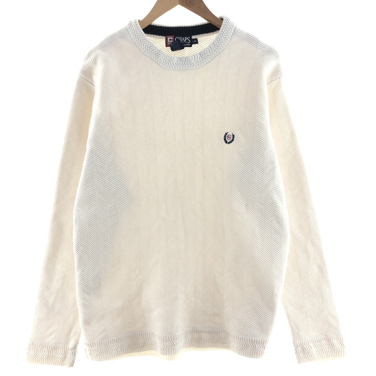 古着 ラルフローレン Ralph Lauren CHAPS チャップス ヘリンボーン コットンニットセーター メンズL相当/eaa390250