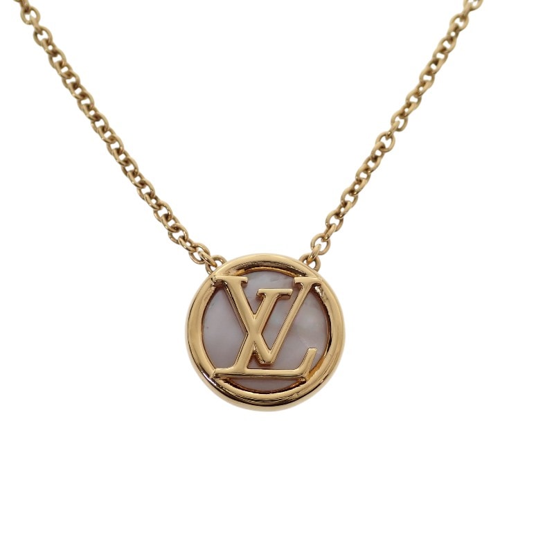 ルイヴィトン LOUIS VUITTON コリエ L TO V M80259 ネックレス メタル マザーオブパール ゴールド レディース【中古】【Aランク】