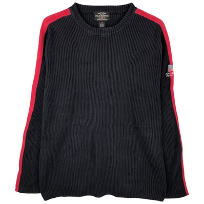 古着 00年代 ラルフローレン Ralph Lauren POLO JEANS COMPANY 星条旗柄 リブ編み コットンニットセーター メンズL相当/eaa605986