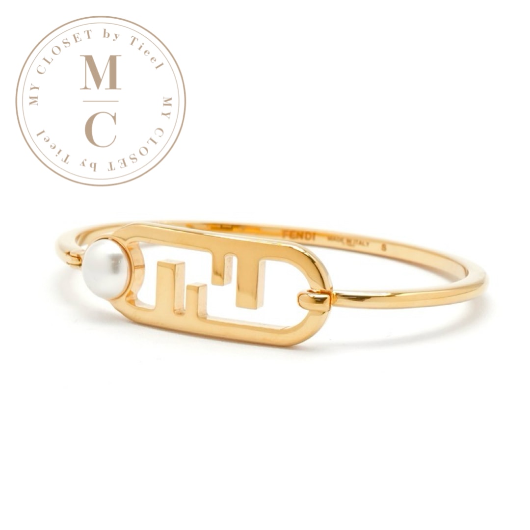 フェンディ FENDI オーロック ブレスレット バングル パール ゴールド