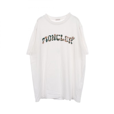 モンクレール MONCLER ロゴ刺繍 半袖Tシャツ 衣料品 トップス コットン メンズ ホワイト系 【中古】