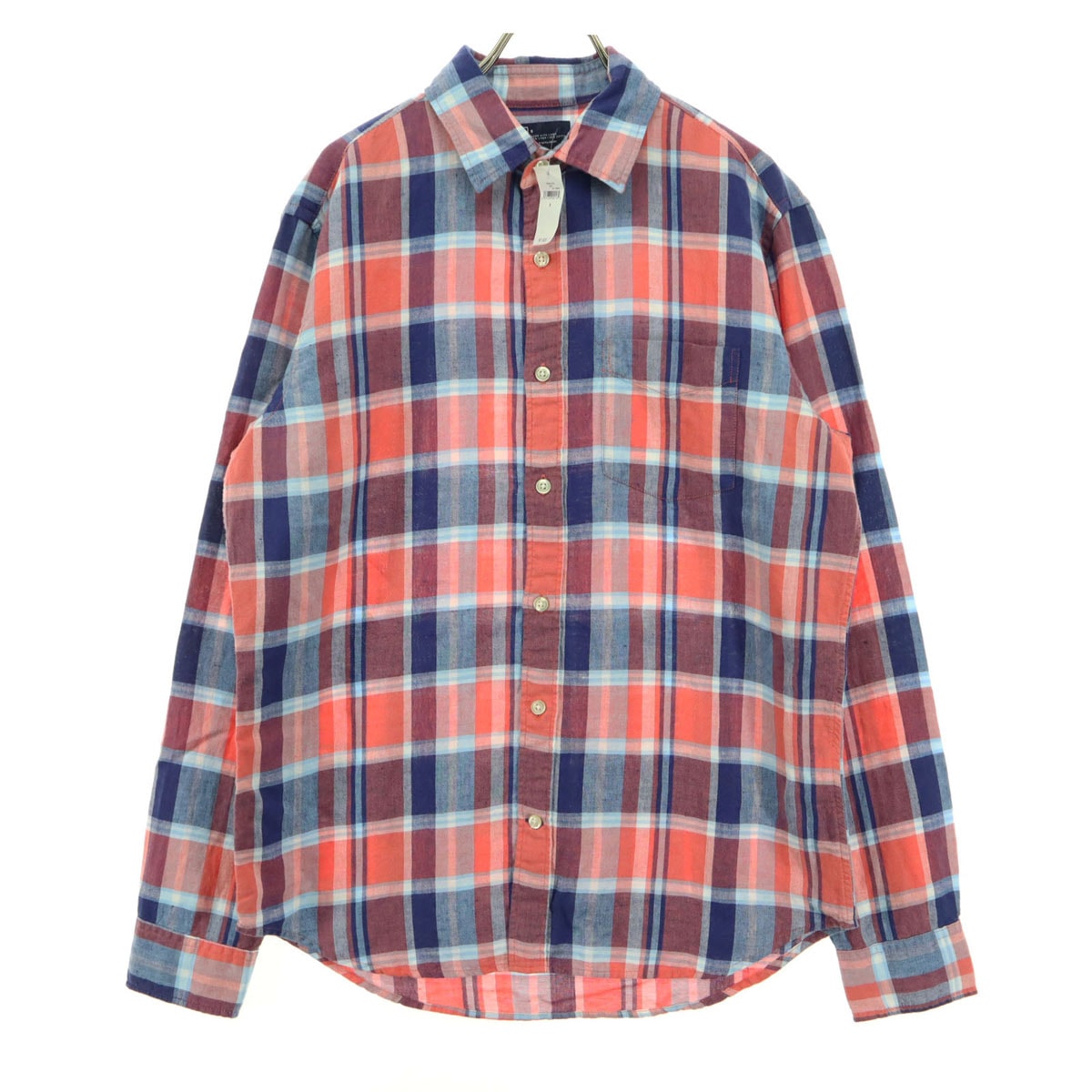 未使用 GAP ギャップ チェック柄 長袖 シャツ S ブルー系 胸ポケット