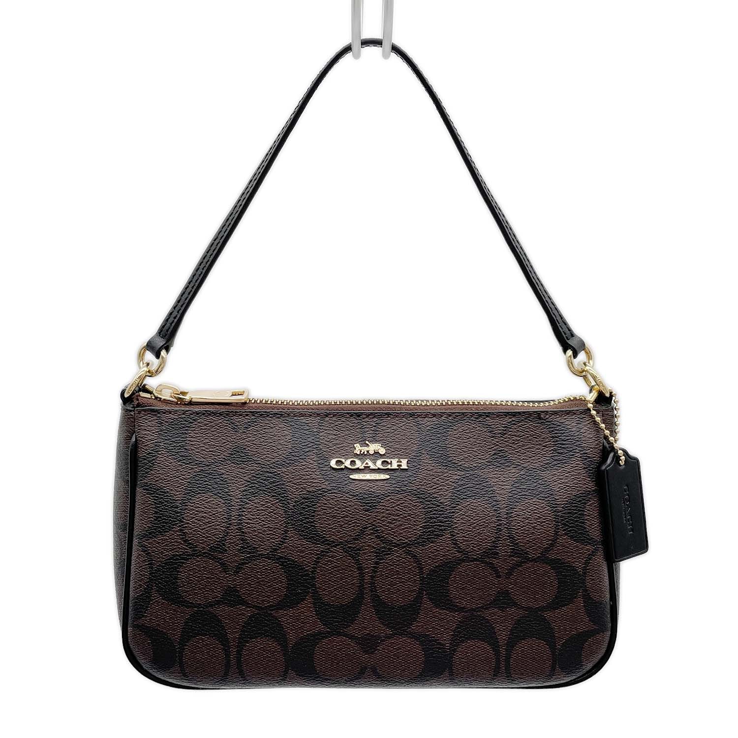 COACH コーチ シグネチャー ショルダーバッグ
 2WAY  ハンドバッグ F58321 PVCコーティングキャンバス レザー ブラウン レディース
 【中古】