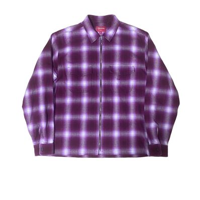 Supreme Shadow Plaid Flannel Zip Up Shirt "Magenta"