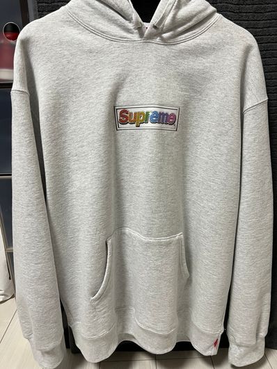 Supreme Bling Box Logo Hooded Sweatshirt "Ash Grey"